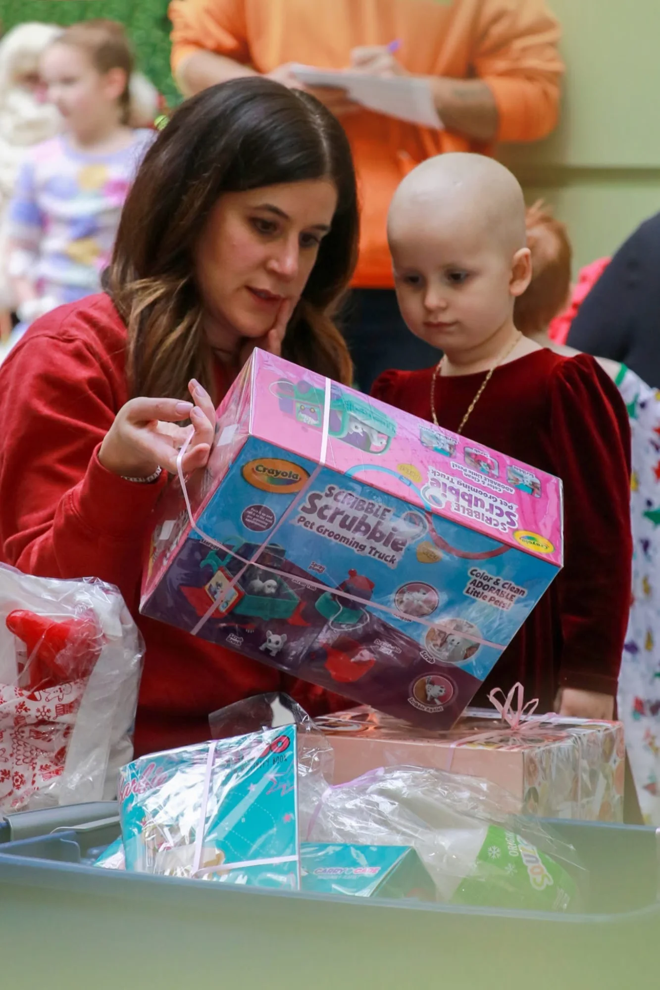 Child opening toy gift
