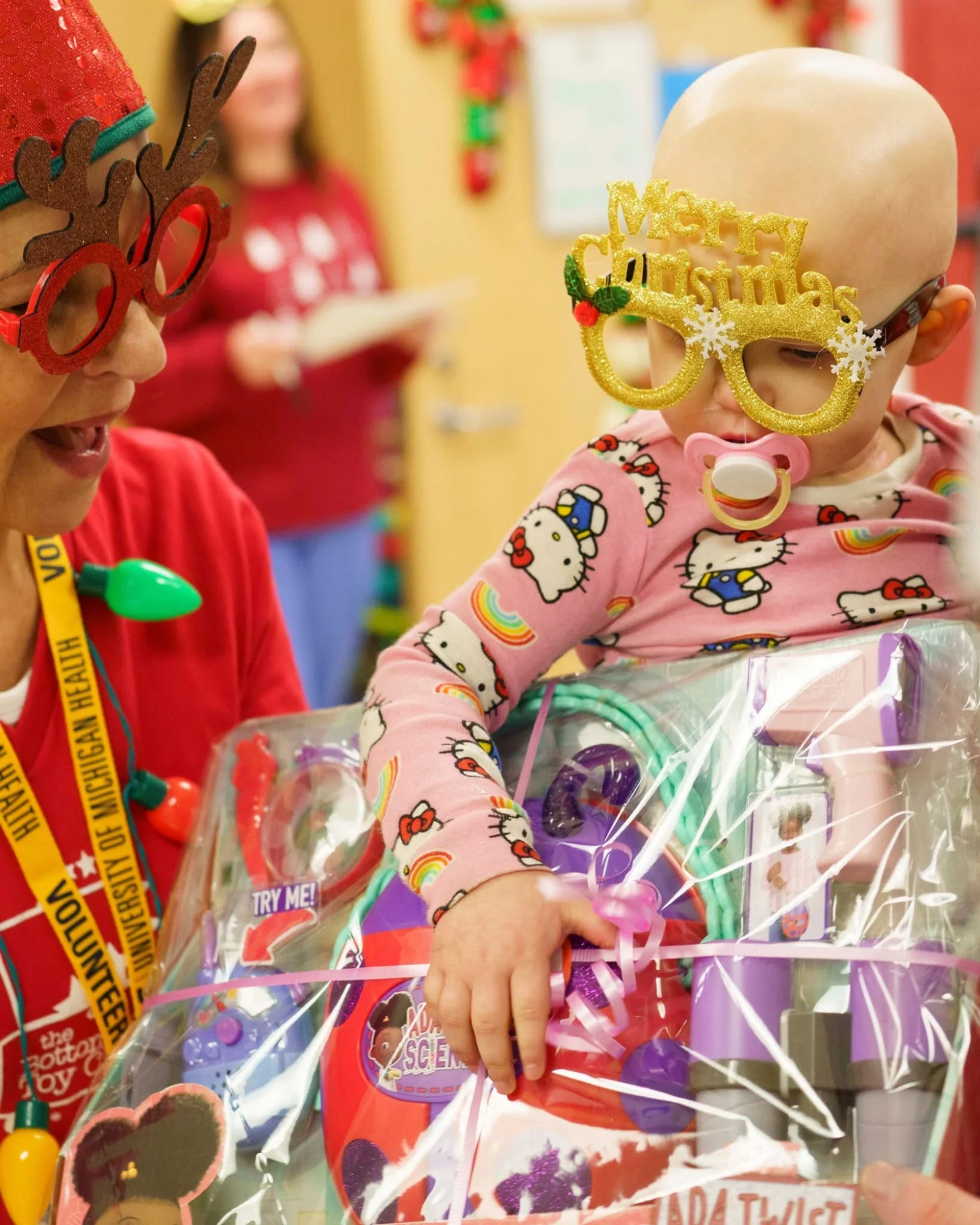 Joyful moment with new toy